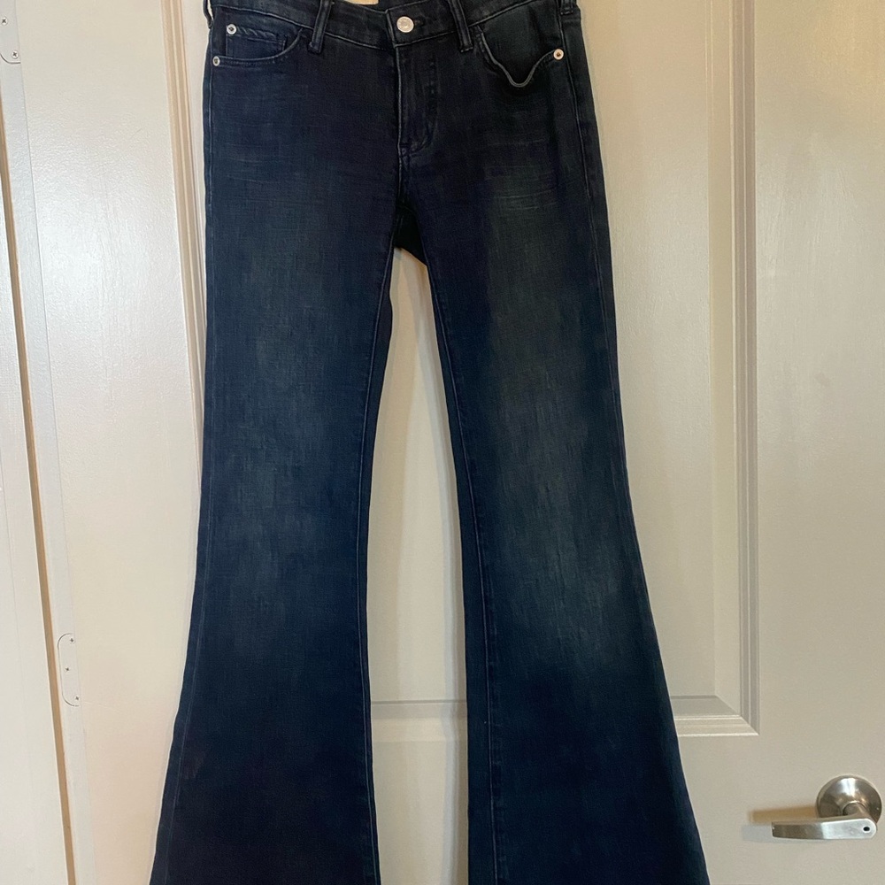 Anthropologie Pilcro Mid Rise Blue Flare Wide Leg Jeans